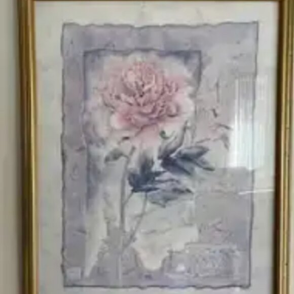 Romantic Impressionist Floral Art – Framed Wall Piece 25" x 31" - Picture 2 of 3